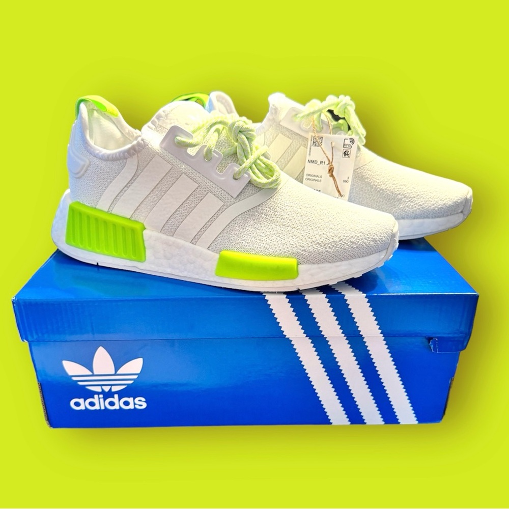 SOLD NWT Adidas Original NMD R1 J Boost White Green